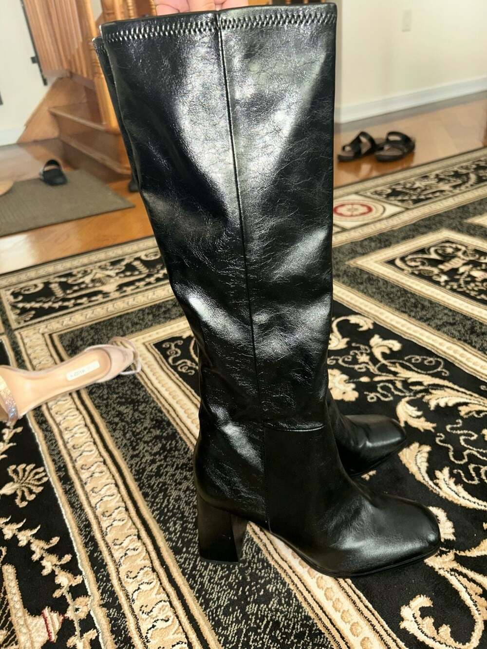Steve Madden knee high heeled black boots